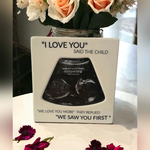 🆕️Enesco Our Name Is Mud “Saw You First Sonogram” Ceramic Photo Frame, 4”x5” - Picture 3 of 3